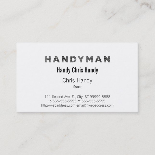 Handyman [Letterpress Style] Visitenkarte (Vorderseite)