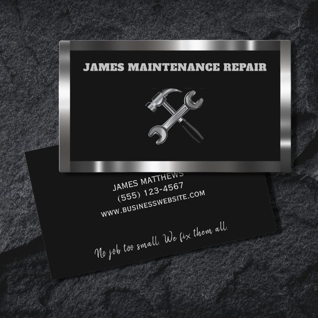 Handyman Maintenance Reparaturservice Metall Visitenkarte (Von Creator hochgeladen)