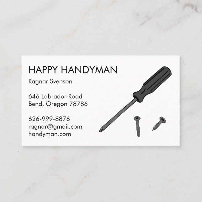 Handyman Mechanic Schraubendreher Cool Visitenkarte (Vorderseite)