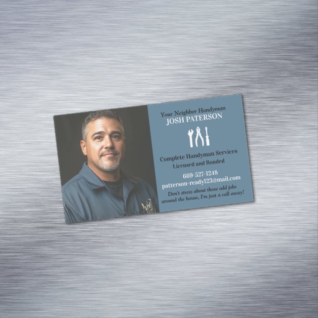 Handyman mit Foto Magnetische Visitenkarte (Beispiel)