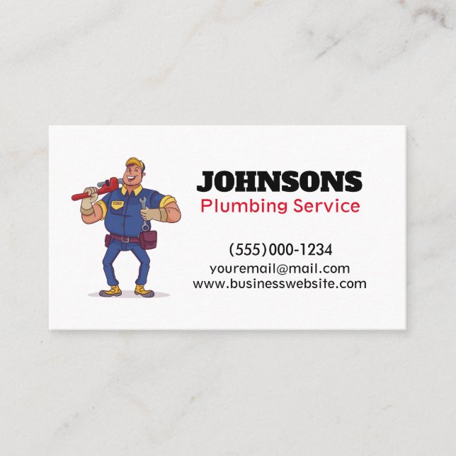 Handyman Plumber Wrench Maintenance Business Card Visitenkarte (Vorderseite)