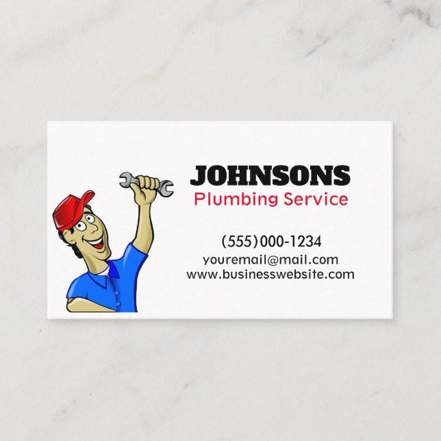 Handyman Plumber Wrench Maintenance Visitenkarte (Vorderseite)
