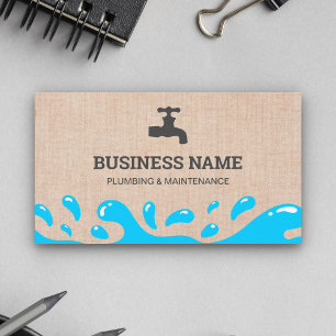 Handyman Plumbing Water Ansteche Rustikales Burlap Visitenkarte