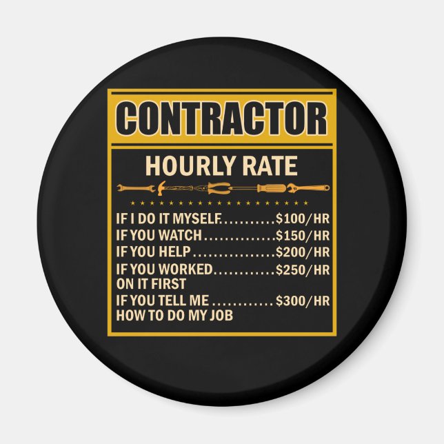 Handyman Price Chart Contractor Stundenlohn Magnet (Vorne)