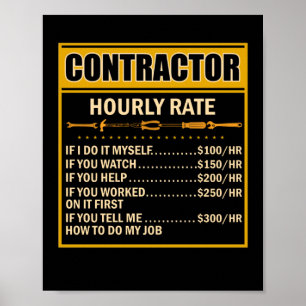Handyman Price Chart Contractor Stundenlohn Poster