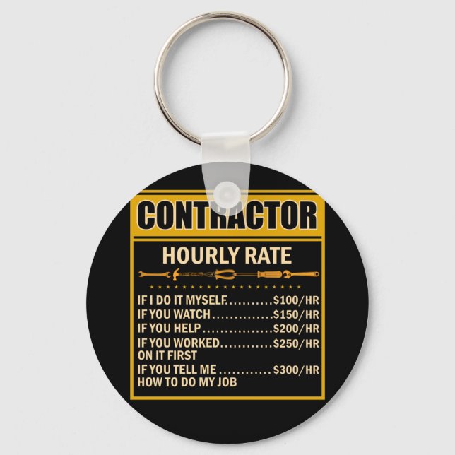 Handyman Price Chart Contractor Stundenlohn Schlüsselanhänger (Vorderseite)