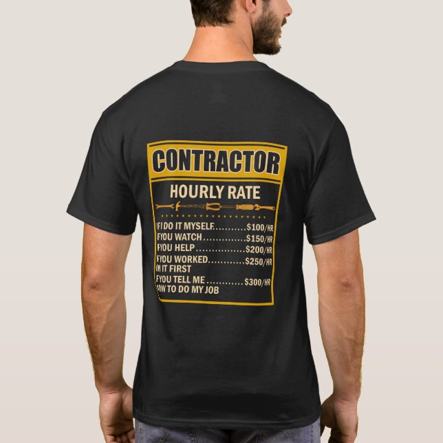 Handyman Price Chart Contractor Stundenlohn T-Shirt (Rückseite)