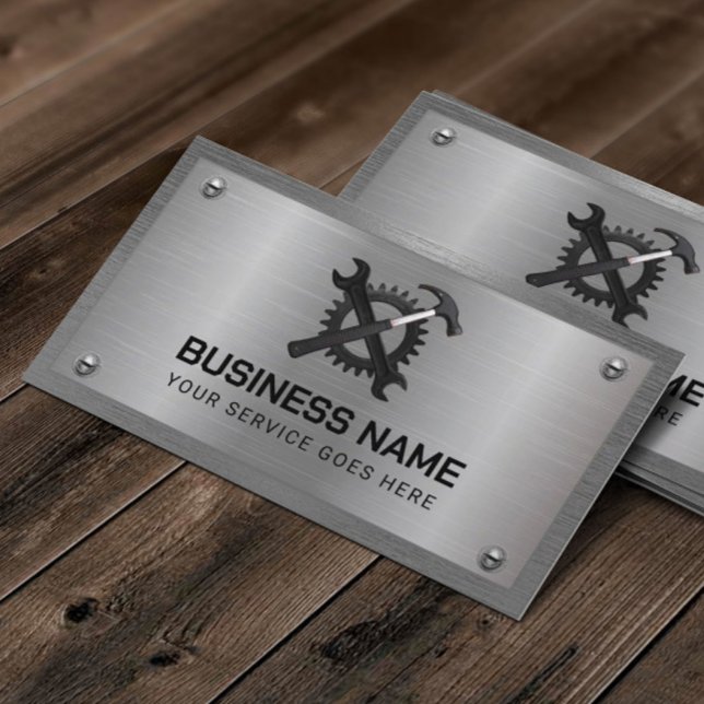 Handyman Repair Maintenance Service Cool Metal Visitenkarte (Von Creator hochgeladen)