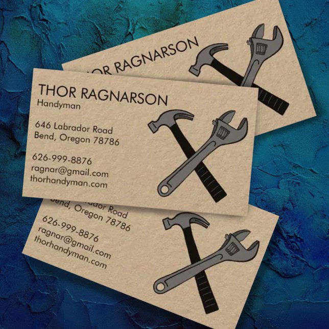Handyman Reparatur Bau Wrench Hammer KRAFT Visitenkarte (Von Creator hochgeladen)