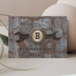 Handyman Reparatur Gear Monogram Vintag Rusty Meta Visitenkarte<br><div class="desc">Handyman Reparatur Gear Monogram Vintag Rusty Metal Business Card.</div>