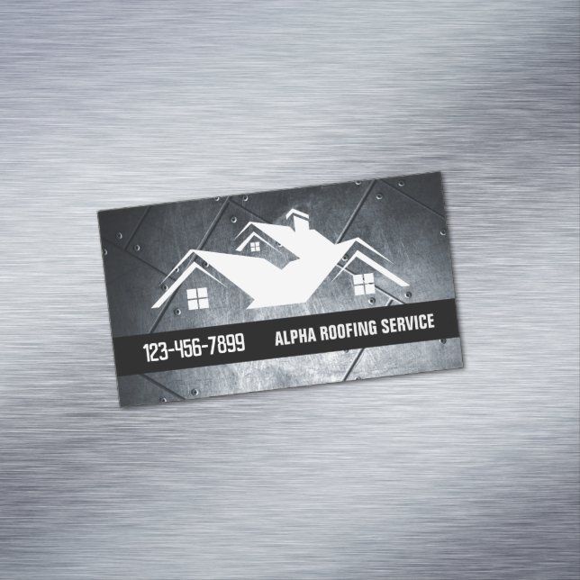 Handyman Roof Repair Construction Roofer Dachdecku Magnetische Visitenkarte (Beispiel)