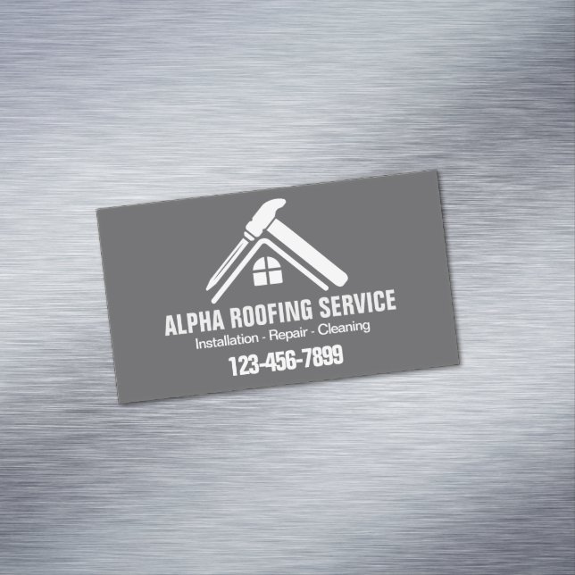 Handyman Roof Repair Construction Roofer Magnetische Visitenkarte (Beispiel)