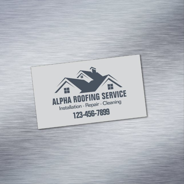 Handyman Roof Repair Construction Roofer Magnetische Visitenkarte (Beispiel)