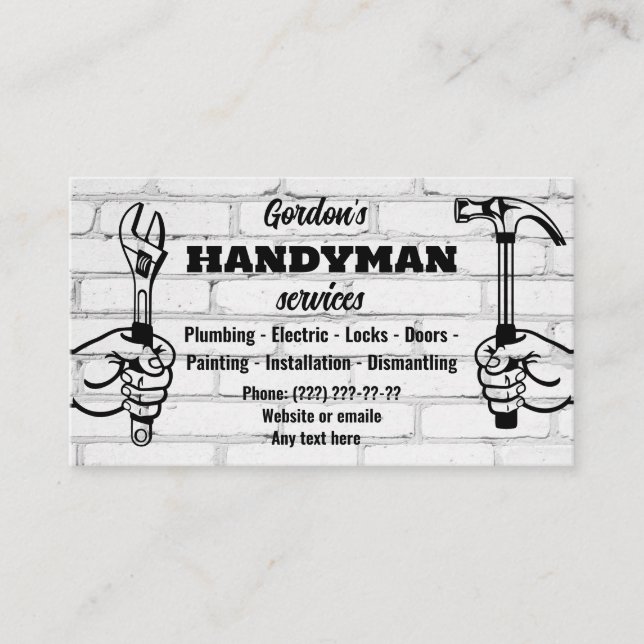 Handyman Services Business Card Visitenkarte (Vorderseite)