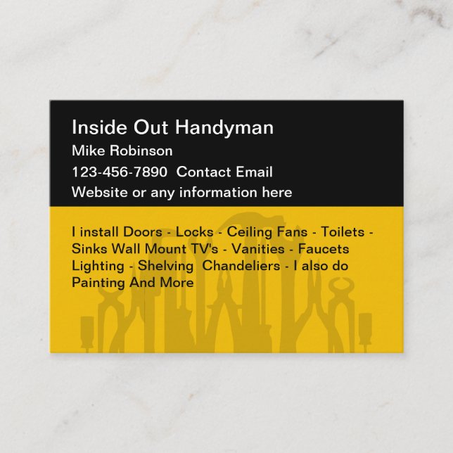 Handyman Services Einzigartiges Design der Visiten Visitenkarte (Vorderseite)