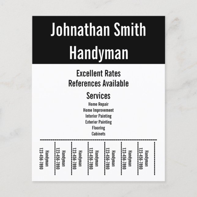 Handyman Services Vorlage für schwarzen und weißen Flyer (Vorne)