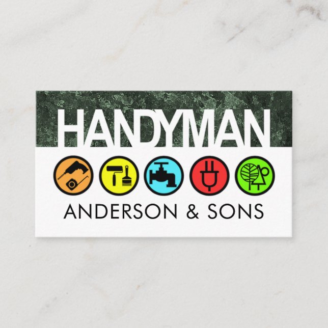Handyman Signage On Dirty Walls Visitenkarte (Vorderseite)