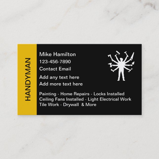 Handyman Simple Business Cards Design Visitenkarte (Vorderseite)