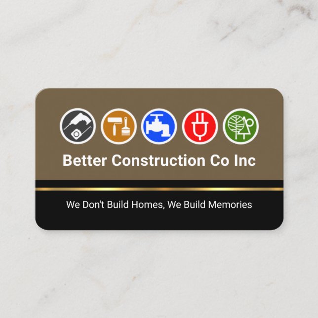 Handyman Tools On Brown Gold Line Layers Visitenkarte (Vorderseite)