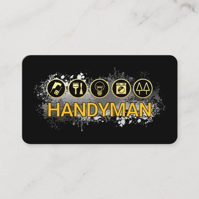 Handyman Tools On Paint Splatter Visitenkarte (Vorderseite)