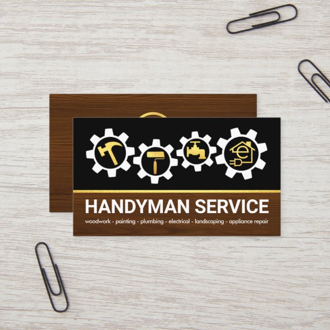Handyman Tools Sprocket Zuhause-Reparatur Visitenkarte (Vorderseite/Rückseite Beispiel)