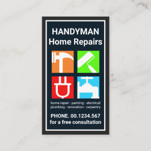 Handyman-Werkzeuge für die Rechteck-Rahmenkonstruk Visitenkarte