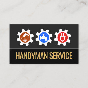 Handyman-Werkzeuge Icons Zahnrad Visitenkarte