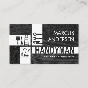 Handyman Werkzeuge Silhouette Auf Holz Visitenkarte