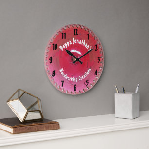 Handyman Woodworking Red Saw Blade Personalisiert Große Wanduhr