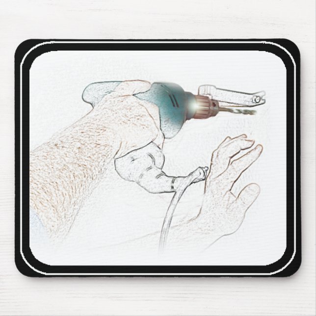 Handyman Working Hands Drill (Herr Fix-It) Mousepad (Vorne)
