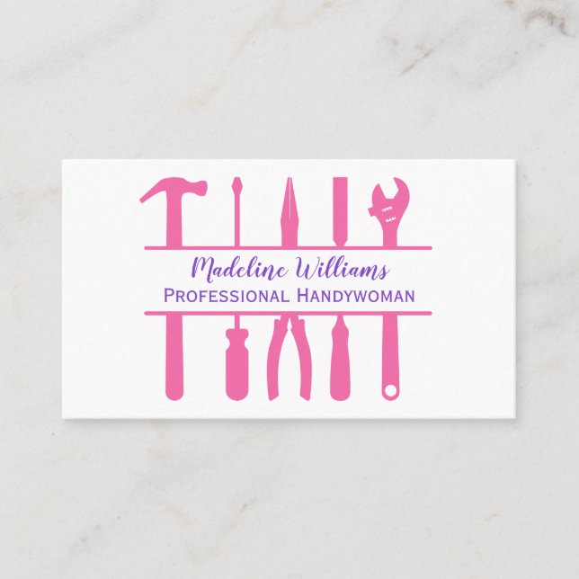 Handywoman Tools Minimalistische Visitenkarte (Vorderseite)