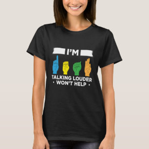Handzeichen des Gehörhilfezeichens des Gehörs des T-Shirt