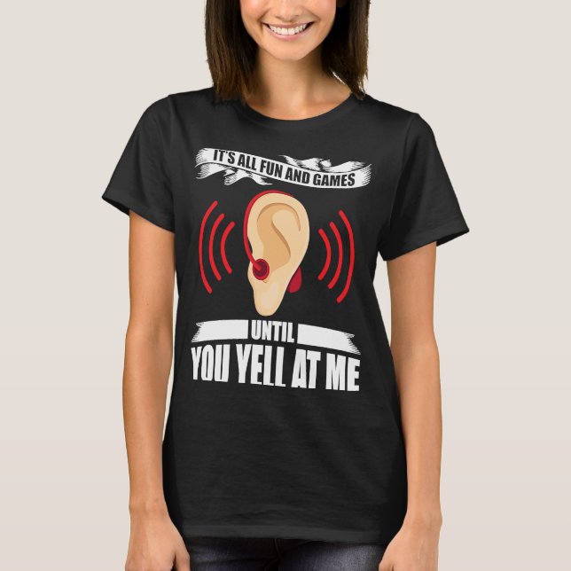 Handzeichen des Gehörhilfezeichens des Gehörs des  T-Shirt (Vorderseite)