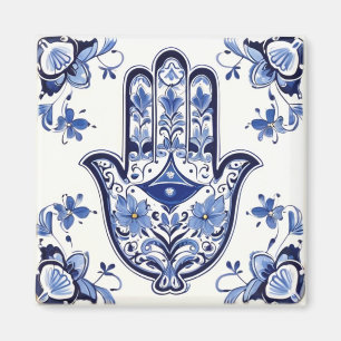 Handzeichen Hamsa - Blau und Weiße Hand Fatima Magnet