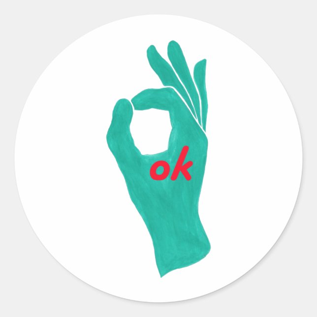 Handzeichen in Aqua-grünen Aufklebern Runder Aufkleber (Vorderseite)