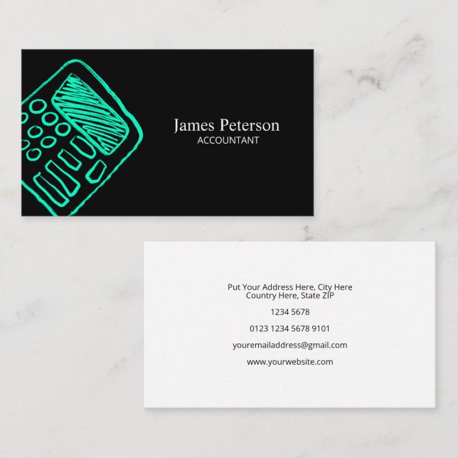 Handzeichnung des Rechner | Schwarz Visitenkarte (Vorne/Hinten)