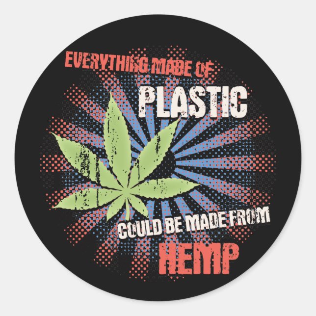 Hanf-Plastik Runder Aufkleber (Vorderseite)