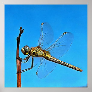 Hang auf die künstlerische Libelle gegen Cerulean Poster