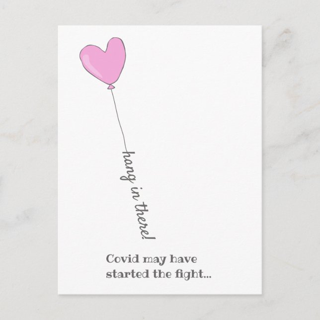 Hang da rein! - Beat Covid - Niedlich Pink Balloon Postkarte (Vorderseite)