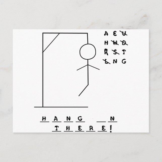 "Hang da rein!" Hangman Game Postkarte (Vorderseite)