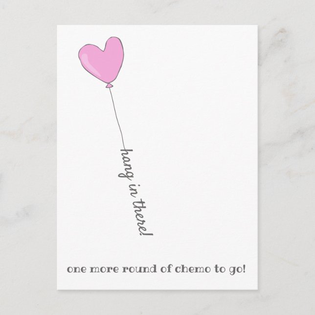 Hang da rein! - Letzter Chemo Niedlich Pink Ballon Postkarte (Vorderseite)