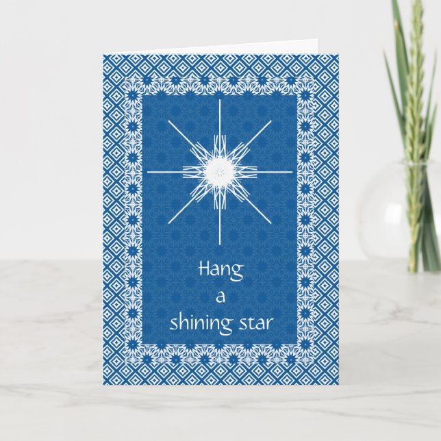 Hang einen glänzenden Stern Feiertagskarte (Vorderseite)