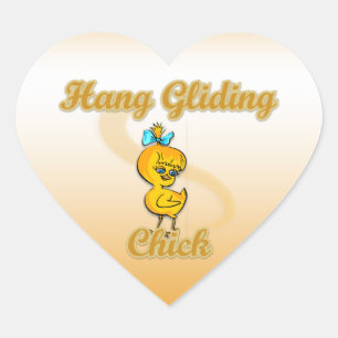 Hang Gliding Chick Herz-Aufkleber