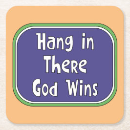 Hang in There - Der Gott gewinnt Rechteckiger Pappuntersetzer