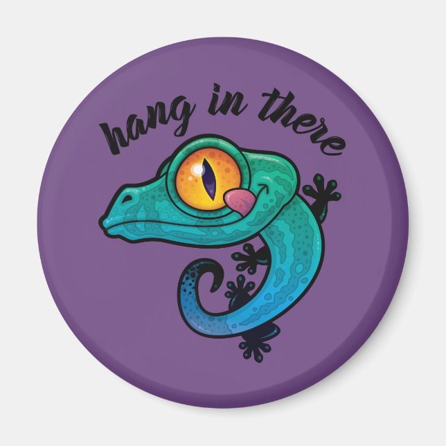 Hang in There farbenfroher Gecko Magnet (Vorne)