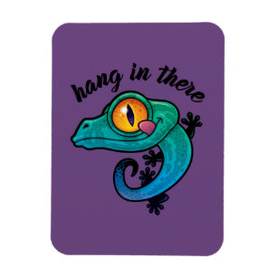 Hang in There farbenfroher Gecko Magnet