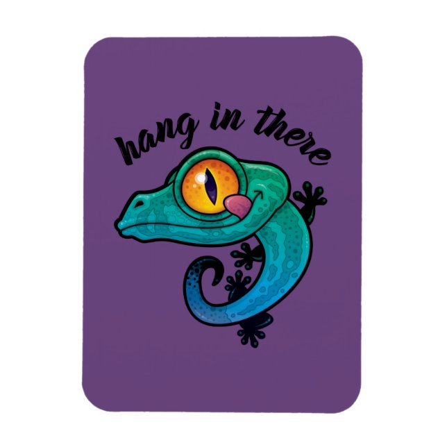 Hang in There farbenfroher Gecko Magnet (Vertikal)