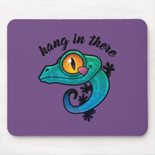 Hang in There farbenfroher Gecko Mousepad (Vorne)