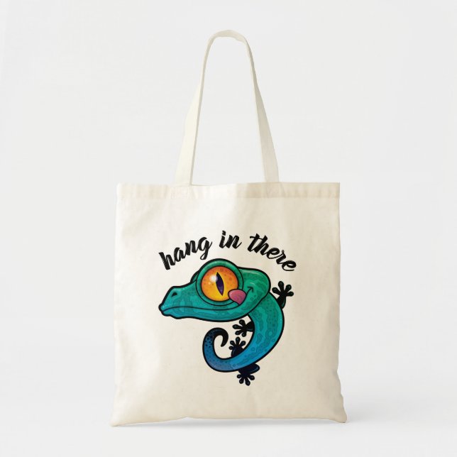 Hang in There farbenfroher Gecko Tragetasche (Vorne)