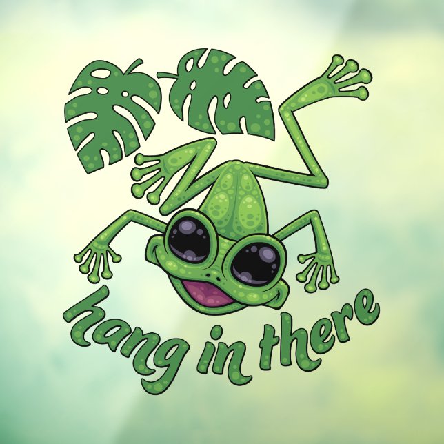 Hang in There Happy Green Tree Frog Fensteraufkleber (Blatt 3)